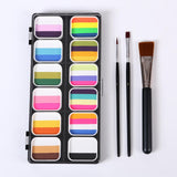 Maxbell 4xFace Body Paint Set with Artist Brushes Dancing Rave Painting Palette Makeup