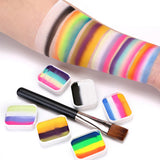 Maxbell 2xFace Body Paint Set with Artist Brushes Dancing Rave Painting Palette Makeup