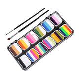 Maxbell 2xFace Body Paint Set with Artist Brushes Dancing Rave Painting Palette Makeup