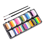 Maxbell 2xFace Body Paint Set with Artist Brushes Dancing Rave Painting Palette Makeup
