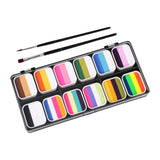 Maxbell 2xFace Body Paint Set with Artist Brushes Dancing Rave Painting Palette Makeup