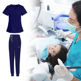 Maxbell 2xNursing Scrubs Uniform Elastic Work Clothing for SPA Pet Groomer Cosmetology