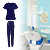 Maxbell 2xNursing Scrubs Uniform Elastic Work Clothing for SPA Pet Groomer Cosmetology
