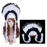Maxbell 4xFeather Headdress Indian Hat Headwear for Performance Party Carnival Costume Style B