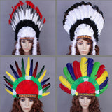 Maxbell 4xFeather Headdress Indian Hat Headwear for Performance Party Carnival Costume Style B