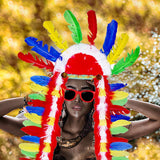 Maxbell 4xFeather Headdress Indian Hat Headwear for Performance Party Carnival Costume Style D