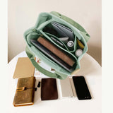 Maxbell 3xWomen Canvas Travel Tote Bag Casual Handbag Top Handle Bag with Compartments Green