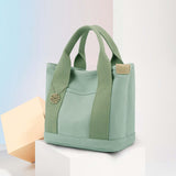 Maxbell 2xWomen Canvas Travel Tote Bag Casual Handbag Top Handle Bag with Compartments Green
