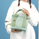 Maxbell 2xWomen Canvas Travel Tote Bag Casual Handbag Top Handle Bag with Compartments Green