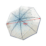 Maxbell 2xTransparent Umbrella Blossom Dome Umbrella Clear Bubble Umbrella Blue