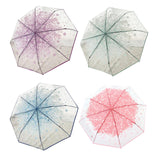 Maxbell 2xTransparent Umbrella Blossom Dome Umbrella Clear Bubble Umbrella Blue