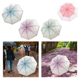 Maxbell 2xTransparent Umbrella Blossom Dome Umbrella Clear Bubble Umbrella Blue