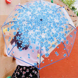 Maxbell 2xTransparent Umbrella Blossom Dome Umbrella Clear Bubble Umbrella Blue