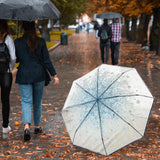 Maxbell 2xTransparent Umbrella Blossom Dome Umbrella Clear Bubble Umbrella Blue