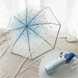 Maxbell 2xTransparent Umbrella Blossom Dome Umbrella Clear Bubble Umbrella Blue
