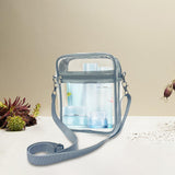 Maxbell 2xClear Crossbody Bag Clear Purse Bag for Travel Outdoor Sports Events Gray Large