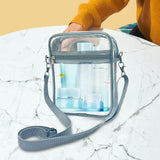 Maxbell 3xClear Crossbody Bag Clear Purse Bag for Travel Outdoor Sports Events Gray Large