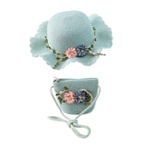 Maxbell Children's Sun Hat with Tote Kids Girl Beach Cap for Beach Easter Activities green