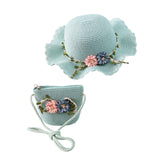 Maxbell Children's Sun Hat with Tote Kids Girl Beach Cap for Beach Easter Activities green