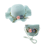 Maxbell Children's Sun Hat with Tote Kids Girl Beach Cap for Beach Easter Activities green