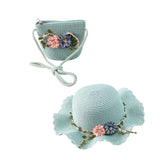 Maxbell Children's Sun Hat with Tote Kids Girl Beach Cap for Beach Easter Activities green