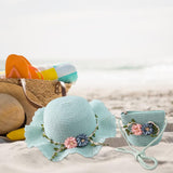 Maxbell Children's Sun Hat with Tote Kids Girl Beach Cap for Beach Easter Activities green