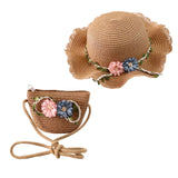 Maxbell Children's Sun Hat with Tote Kids Girl Beach Cap for Beach Easter Activities Khaki