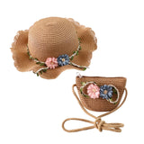 Maxbell Children's Sun Hat with Tote Kids Girl Beach Cap for Beach Easter Activities Khaki