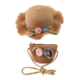 Maxbell Children's Sun Hat with Tote Kids Girl Beach Cap for Beach Easter Activities Khaki