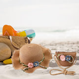 Maxbell Children's Sun Hat with Tote Kids Girl Beach Cap for Beach Easter Activities Khaki