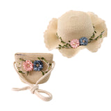 Maxbell Children's Sun Hat with Tote Kids Girl Beach Cap for Beach Easter Activities beige