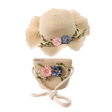 Maxbell Children's Sun Hat with Tote Kids Girl Beach Cap for Beach Easter Activities beige