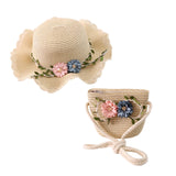 Maxbell Children's Sun Hat with Tote Kids Girl Beach Cap for Beach Easter Activities beige