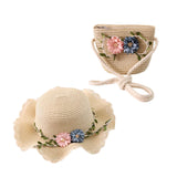 Maxbell Children's Sun Hat with Tote Kids Girl Beach Cap for Beach Easter Activities beige