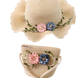 Maxbell Children's Sun Hat with Tote Kids Girl Beach Cap for Beach Easter Activities beige