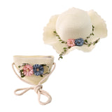 Maxbell Children's Sun Hat with Tote Kids Girl Beach Cap for Beach Easter Activities white