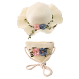 Maxbell Children's Sun Hat with Tote Kids Girl Beach Cap for Beach Easter Activities white