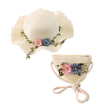 Maxbell Children's Sun Hat with Tote Kids Girl Beach Cap for Beach Easter Activities white