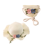 Maxbell Children's Sun Hat with Tote Kids Girl Beach Cap for Beach Easter Activities white