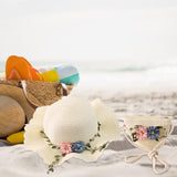 Maxbell Children's Sun Hat with Tote Kids Girl Beach Cap for Beach Easter Activities white