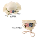 Maxbell Children's Sun Hat with Tote Kids Girl Beach Cap for Beach Easter Activities white