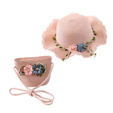 Maxbell Children's Sun Hat with Tote Kids Girl Beach Cap for Beach Easter Activities pink