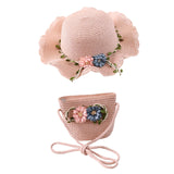 Maxbell Children's Sun Hat with Tote Kids Girl Beach Cap for Beach Easter Activities pink