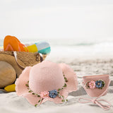 Maxbell Children's Sun Hat with Tote Kids Girl Beach Cap for Beach Easter Activities pink