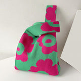 Maxbell 3xKnitted Handbag Fashion Pouch Lightweight Shopping Bag for Beach Green