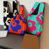 Maxbell 3xKnitted Handbag Fashion Pouch Lightweight Shopping Bag for Beach Green