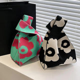 Maxbell 3xKnitted Handbag Fashion Pouch Lightweight Shopping Bag for Beach Green