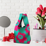 Maxbell 2xKnitted Handbag Fashion Pouch Lightweight Shopping Bag for Beach Green