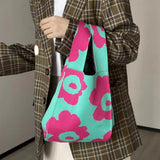 Maxbell 3xKnitted Handbag Fashion Pouch Lightweight Shopping Bag for Beach Green