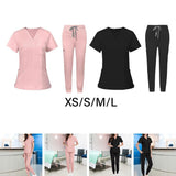Maxbell 2xNursing Uniforms Scrub Set Nurse Top and Pants for Pet Shop SPA Cosmetology